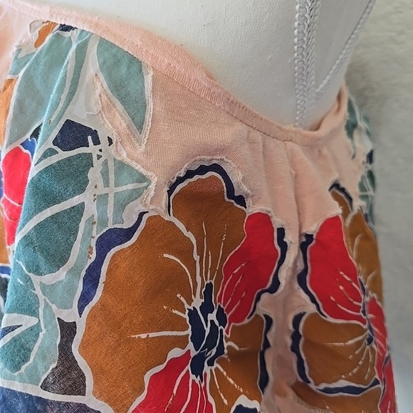 Free People Annka Peach Floral Print One-Shoulder Linen Blend Bubble Top Size L - Picture 5 of 13